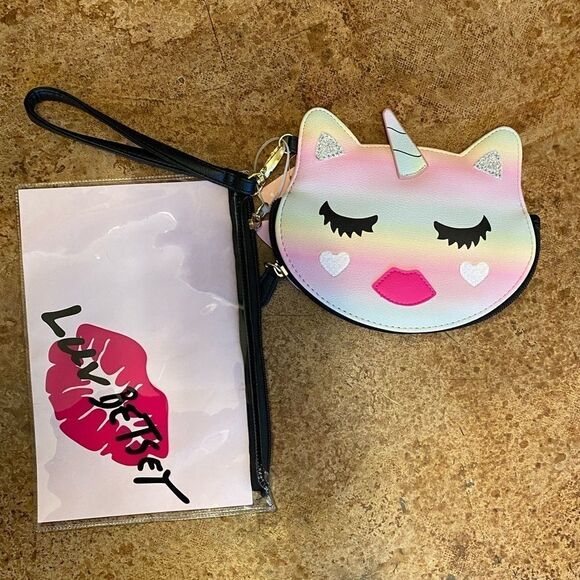 BETSEY Johnson pastel rainbow unicorn wristlet and bag‎ - Picture 4 of 6
